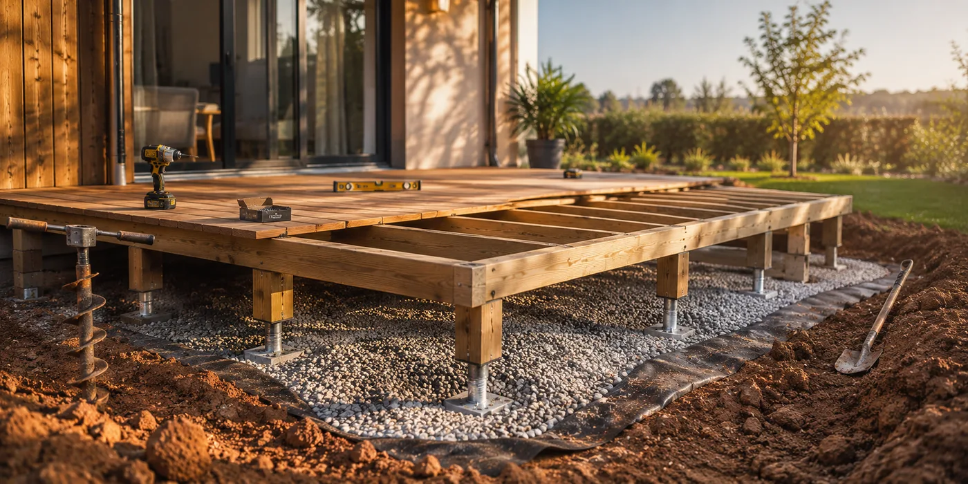 Plots béton pour terrasse bois sur terrain argileux