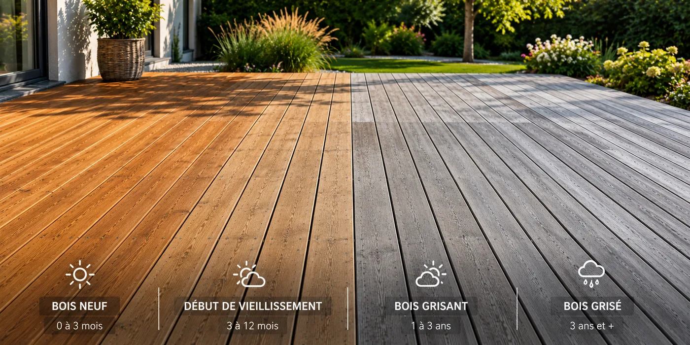Terrasse bois grisée naturellement